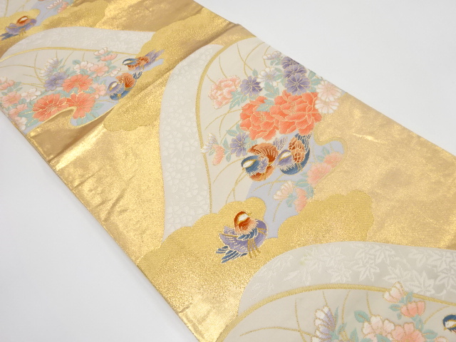 JAPANESE FUKURO OBI / WOVEN FLORAL PLANTS